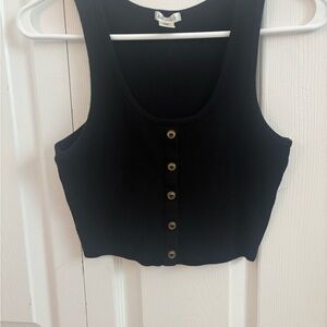Bozzolo Black Buttoned Crop Tank Top